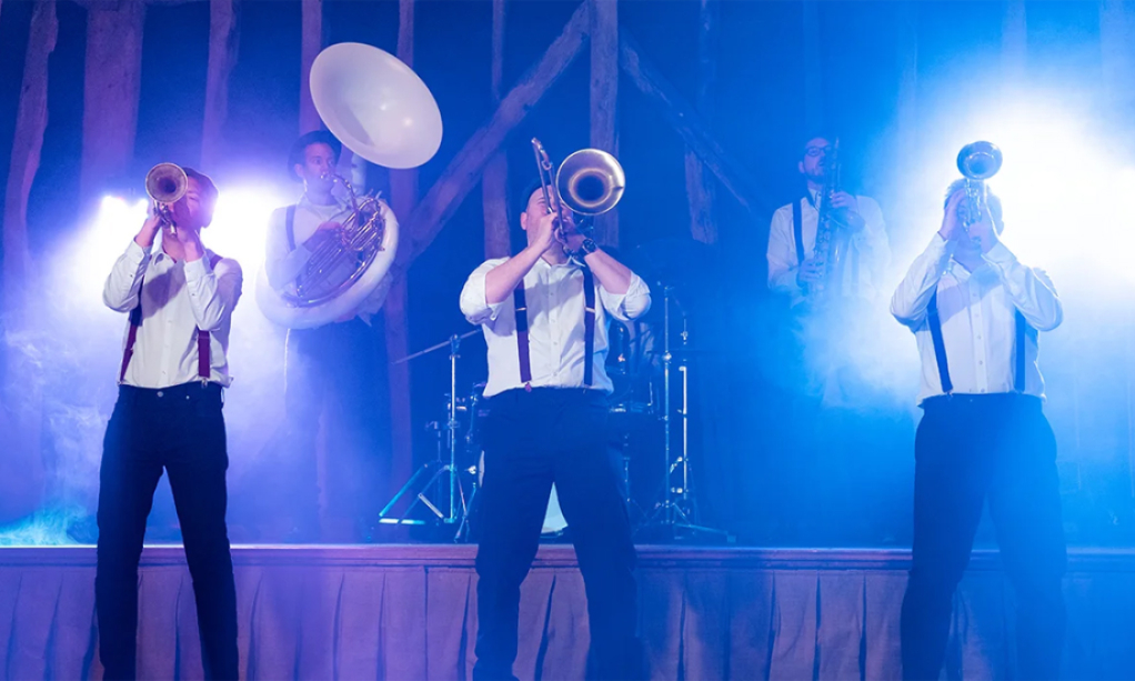 Brass band, The Hornets, performing live.