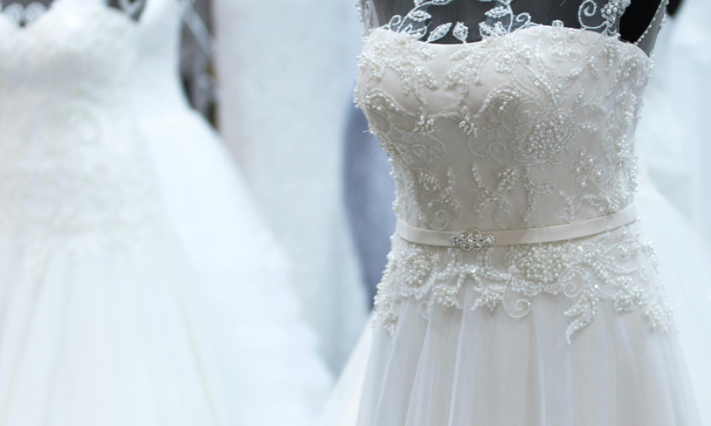 Wedding dress close-up.
