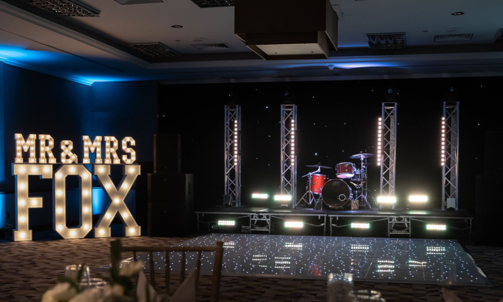 Stage set up for a live band